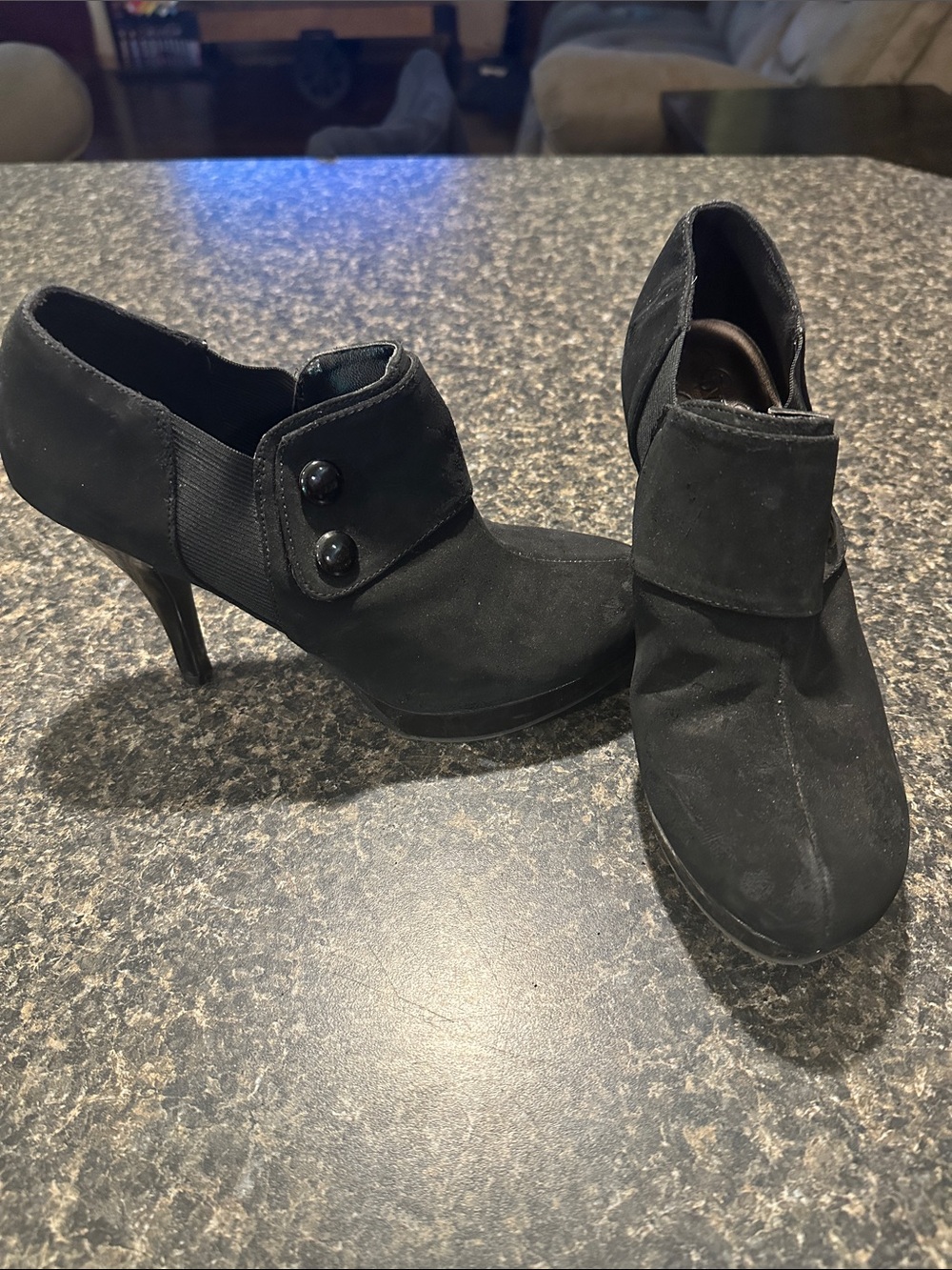 Unlisted Black Suede-Look High Heel Ankle Booties